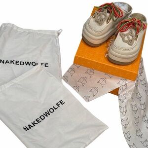 NWT Naked Wolfe Authentic Blizzard Slide/Slip-On Platform Shoes Natural Canvas